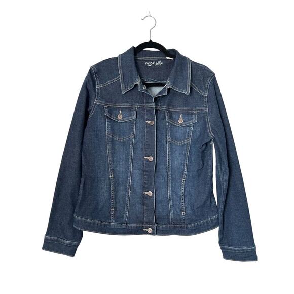 Riders Lee Denim Jacket Size L Indigo Hand Painted Creation of Adam Art to Wear - Picture 2 of 11